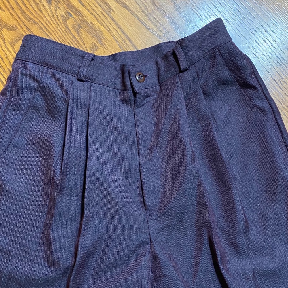 Briggs metallic purple slacks.